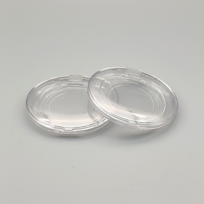 Oval transparent powder box