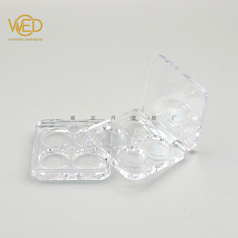 Square transparent 4 round eye shadow box