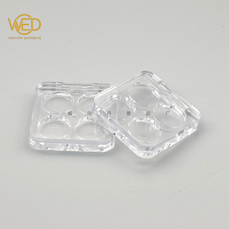 Square transparent 4 round eye shadow box