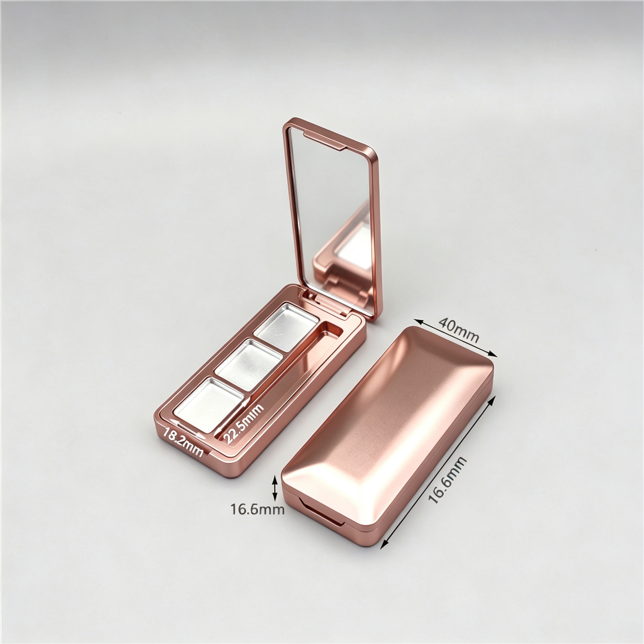 Rectangular 3-color eyeshadow palette