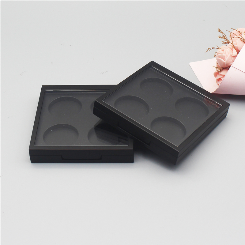 Snap-on Square Skylight Cover Matt Black 4 Round Eyeshadow Box